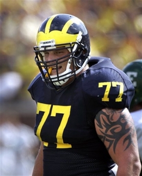 Dolphins Sign Jake Long University of Michigan offensive lineman Jake Long is seen during a game at Michigan Stadium in Ann Arbor, Mich., Saturday, Oct. 6, 2007. If the Miami Dolphins make Long the top selection in the 2008 draft he will be the first offensive lineman, and fifth in league history, to be the No. 1 pick since 1997, when the St. Louis Rams took Ohio State tackle Orlando Pace.(AP Photo/Carlos Osorio)