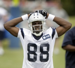 Dallas Cowboys first round draft pick Dez Bryant gets winded during Dallas Cowboys Rookie Camp at Valley Ranch in Irving, Texas on April 30, 2010.(Michael Ainsworth/The Dallas Morning News)
